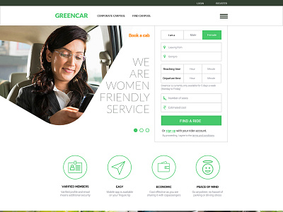 Greencar home page home page website design