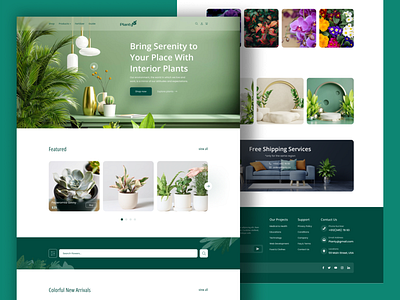 Plant shop landing page mockup branding design figma green illustration landing page nature plant plant landing page plant website tree ui ux website