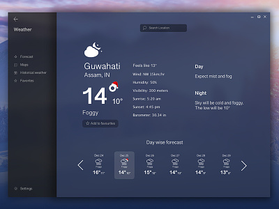 Microsoft Fluent Design - Windows weather app concept concept fluent design interface microsoft weather