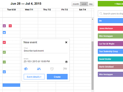 New event in agenda WIP agenda calendar event meeting mockup sketch users wireframe