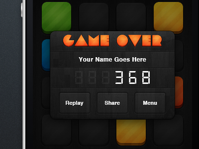Game Over app design game interface ios modal ui wood