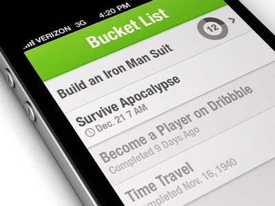 Bucket List 3d app cinema 4d coming soon design interface ios photoshop simple tasks todo ui
