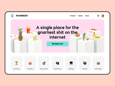 The Gnarliest blog design ecommerce editorial hero icons landing page pastel pink shopping shopping cart teal ux design web app web design website design