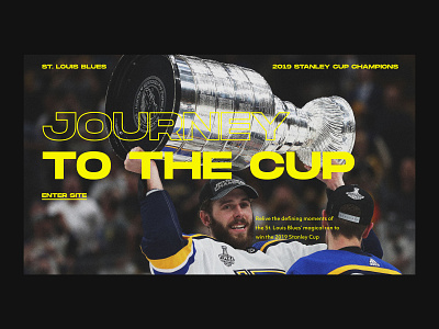 Blues Hockey Web Design bold font hockey landing page slider sports sports web design ux design web design website design yellow