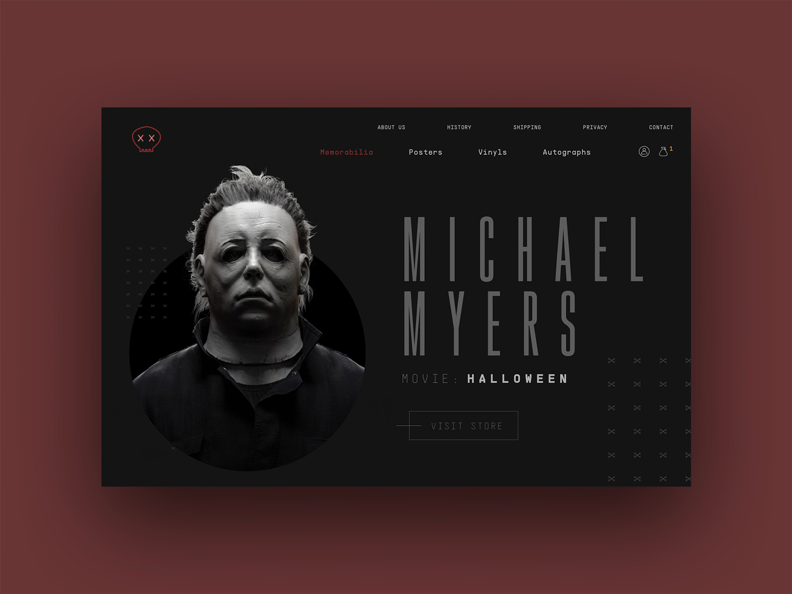 Halloween Store UX dark ui dark ux ecommerce ecommerce design halloween jason voorhees landing page michael myers pennywise shop store ux ux design web design website design