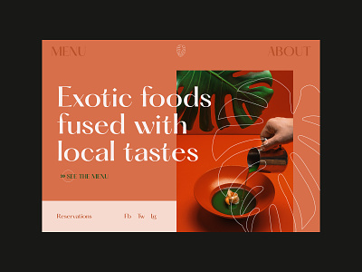 Exotic Restaurant Web Design branding clean ui concept exotic food and drink landing page large type menu outline pastels restaurant serif tropical ux design web design website design