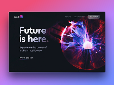 AI Website - Hero Exploration ai banner clean colors design future futuristic gradient header design hero hero section minimal product design technology typography ui design web web design website