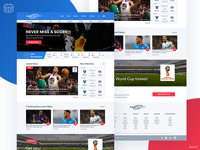 Scoreboard Website Landing Page - UI Design