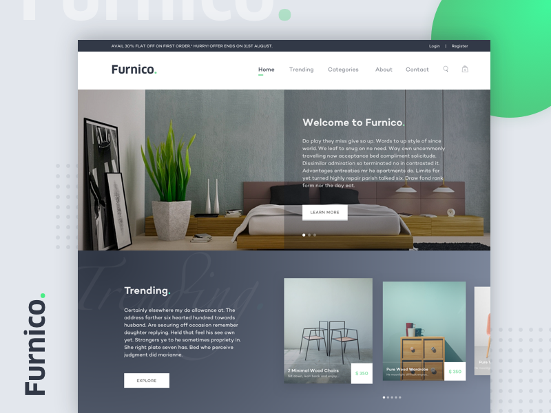 Furnico Online Furniture Store Website Design Concept By
