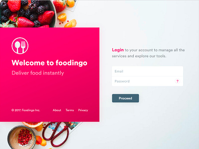 Admin Panel Login Page Design Concept - foodingo admin panel backend clean colors food login minimal ui ui design ux website