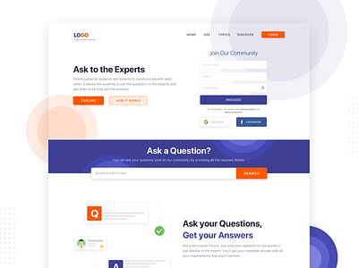 Question Answer Portal Landing Page design landing page minimal portal signup stack overflow typography ui design web website interface