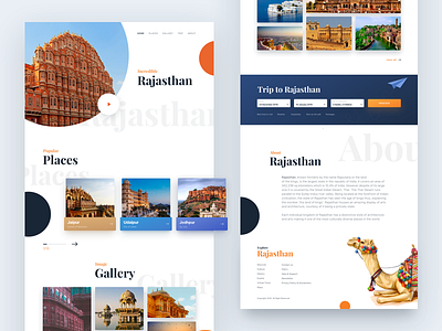 Rajasthan Travel Guide Concept Website's Landing page