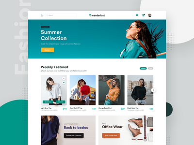 Wanderlust - E-Commerce Website Design ecommerce fashion landing page minimal mobile shopping store typography ui design ui ux user interface website