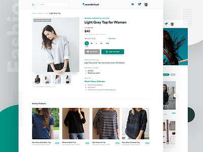 E Commerce Website - Product Detail Page Design ecommerce fashion interactive layout minimal mobile product typography ui design ui ux web website