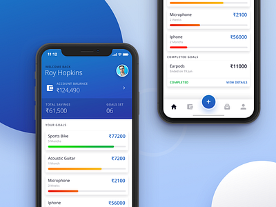 Money Saving Goals Mobile App Design android app design finance iphone mobile money payment saving typography ui ux