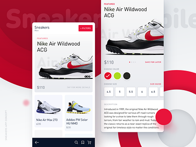 Sneakers Store Mobile App Design (InVision Studio) android animation app application cart clean detail page ecommerce ios mobile mobile app shop store design typography ui ui design ui ux user interface ux website