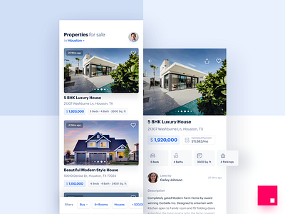 Real Estate Marketplace Mobile App Design android app booking app cards detail page filters flats graphik home ios listing marketplace mobile properties real estate typography ui design ui ux user interface