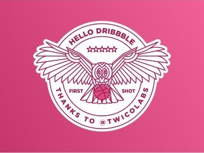 Hello Dribbble art artwork debut hello design line logo monoline owl