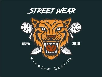 Tiger And Skull Sword Design Illustration artwork brave design fashion illustration roar skull street sword tiger tshirt wear
