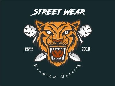 Tiger And Skull Sword Design Illustration