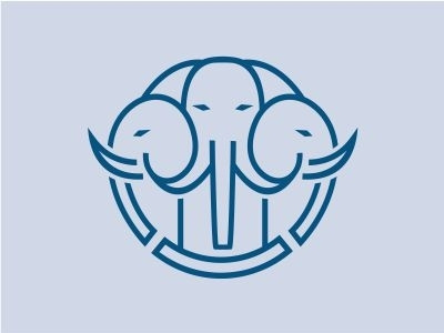 Monoline Three Headed Elephant Logo Design animal art elephant geometric head line logo monoline nature simple three