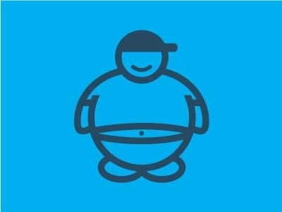 Monoline Fat Boy Logo Icon Design art big body boy design extras fat fun human icon large line logo monoline obesity oil people size stomach weight