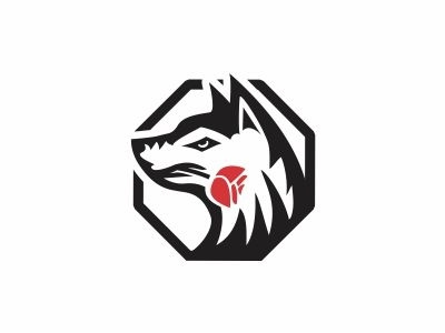 A Wolf Bites A Rose Logo Concept