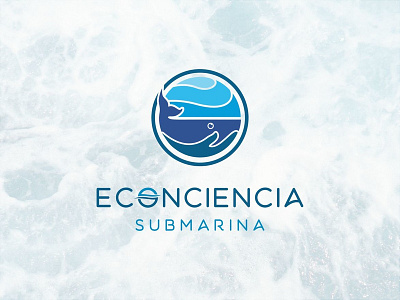 Econciencia Submarina biodiversity blue ecology environment geometric identity identity branding logo ocean save earth sea life submarine water waves whale