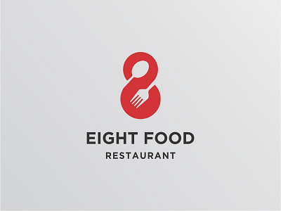 Eight Food Logo Concept breakfast care dinner dual meaning eat eight fast food food food and drink fresh health hungry infinite lifestyle lunch mouth number restaurant stamina suplement