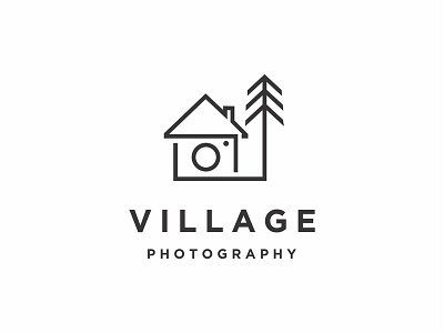 Village Photography camera capture graphic graphic design home house icon images landmark line art logo monoline photo photography picture record shot tree vector village