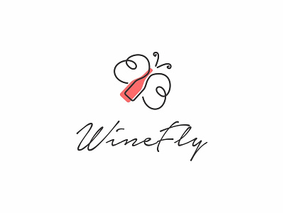 WineFly alcohol barzaly beauty bottle butterfly celebration club design drink feminine fly grapes graphic icon lifestyle logo monoline party soda wine