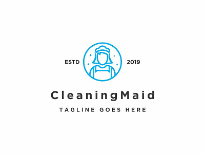 Cleaning Maid bath care cleaning concept family fresh home icon laundry logo maid mascot monoline professional pure service support sweep wash woman
