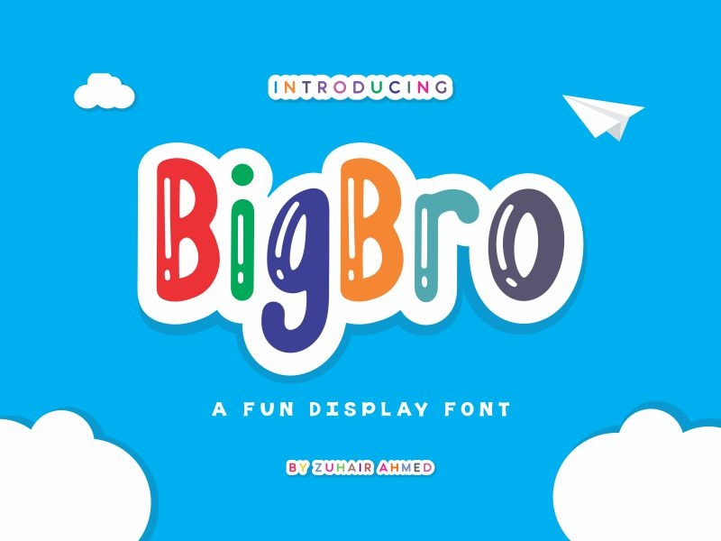 BigBro Font preschool colorful display typeface happy learn book poster kids school playful children fun brother big lettering ttf otf typography font