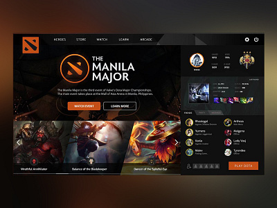 DOTA 2 Dashboard Concept dota dota2 ui ux