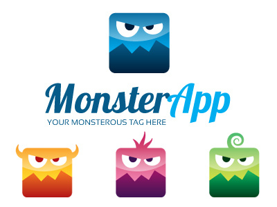 MonsterApp logo Template app art cartoon character illustrator karakter monster square vector
