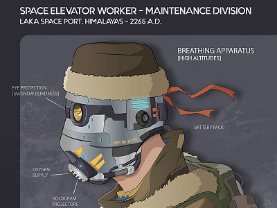 Space Elevator Worker concept futuristic illustration vector