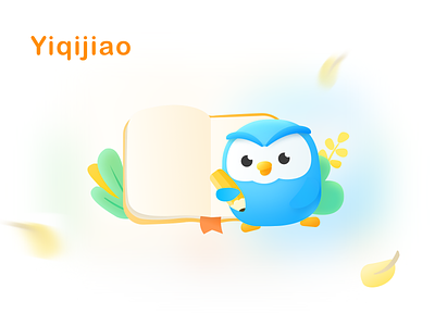 Team mascot of Yiqijiao animal cartoon education illustration mascot owl write