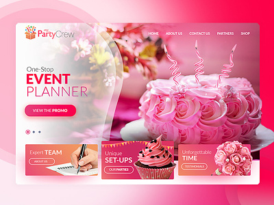 My Party Crew cake event flesh party party crew pink web design