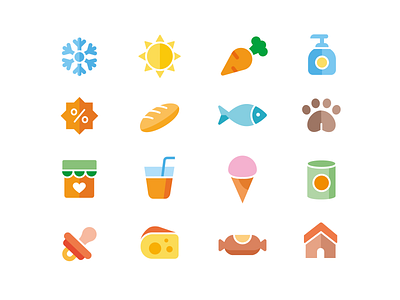 Icons for Groceries App 🛒 flat design flat icons flat ui food globus groceries grocery app grocery list icon icon design icon set simple supermarket ui elements