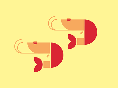 shrimps flat geometric graphic illustration sea food shapes vector