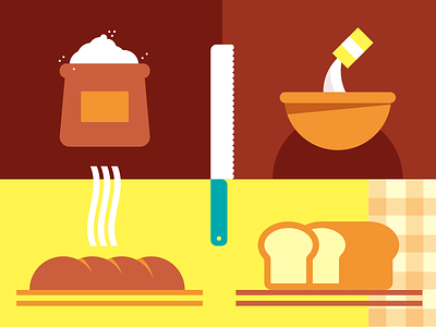 Bread bread flat flour illustration knife recipe salt sandwich