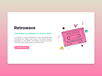 Retrowave Music UI Design 80s app card concept illustration material mobile retrowave ui web web design