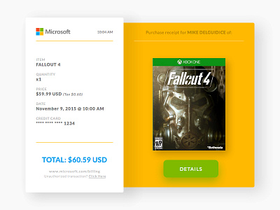 Daily UI - Day 17: Email Receipt 017 challenge daily dailyui email fallout free microsoft minimal receipt sketch ui