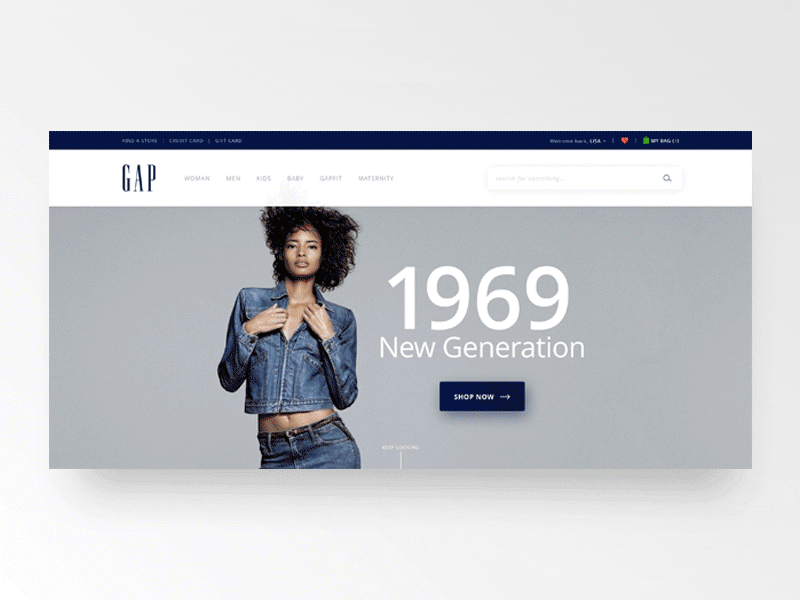 GAP redesign animation clothes design gap gif minimal motion page redesign scroll single ui
