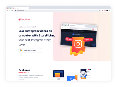 StoryPicker branding design desktop download extension identity illustration instagram landing logo mobile picker story ui vector website