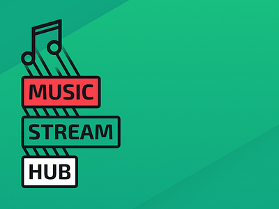 Music Stream Hub album android app application branding design explore hub logo music play player search sound stream vector
