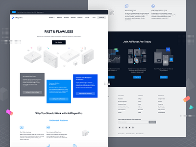 AdPlayer.Pro - Fast & Flawless ad advertising branding design formats illustration index isometric landing logo marketplace mobile outstream player responsive server vector video