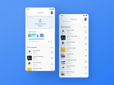 Upload Files App app card card file cloud daily ui design files flat icon list loading progress progressbar settings ui upload uploader uploading ux web