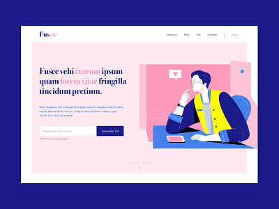 Falling in love - Above The fold - Daily UI #003 app daily ui illustration lead lead page logo simple subscribe typography ui ux vector web