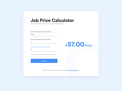 Job Price Calculator - Daily UI #004 app calculate calculator calculator ui daily ui design job job app price ui ux vector web